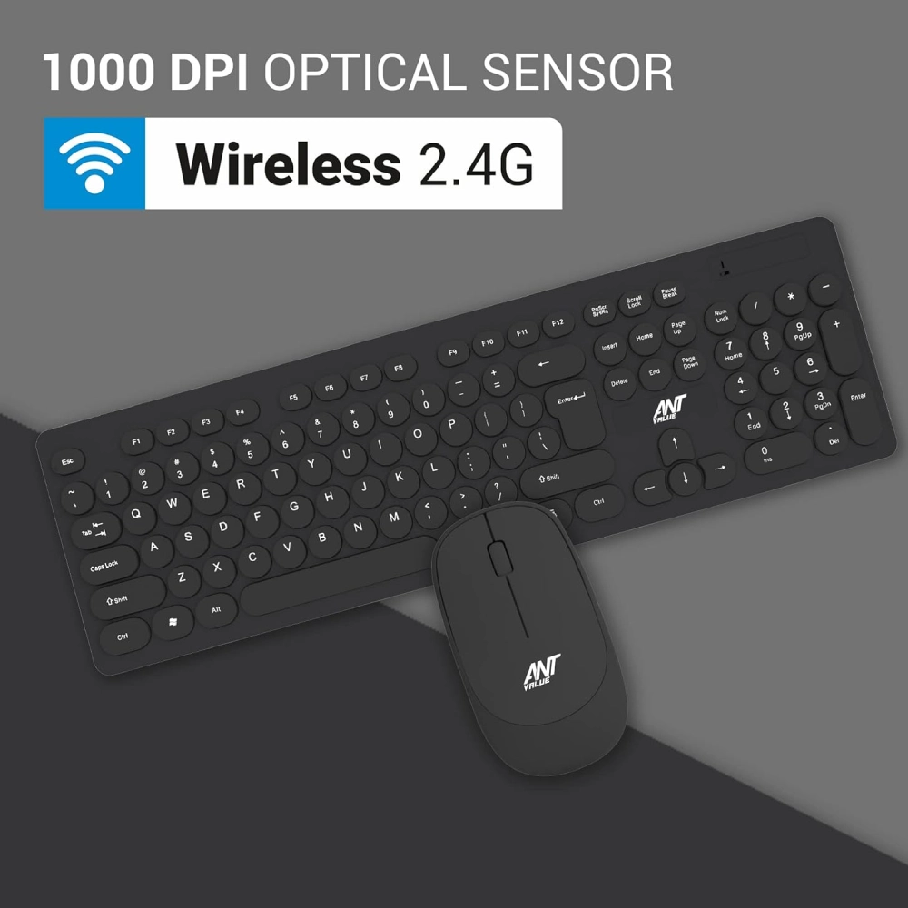 Ant Value Wireless Keyboard Mouse Combo Black FKBRI05 (Open Box) view 3